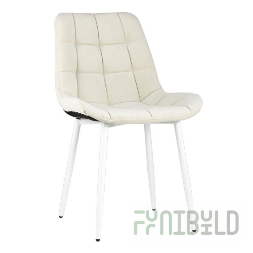 Chair Flex velour light beige white legs