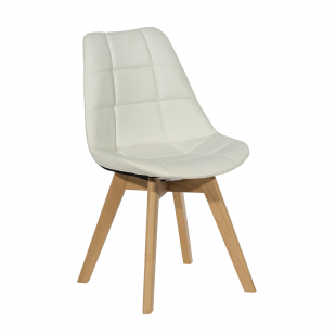 Chair Fabio, white PU, wood legs