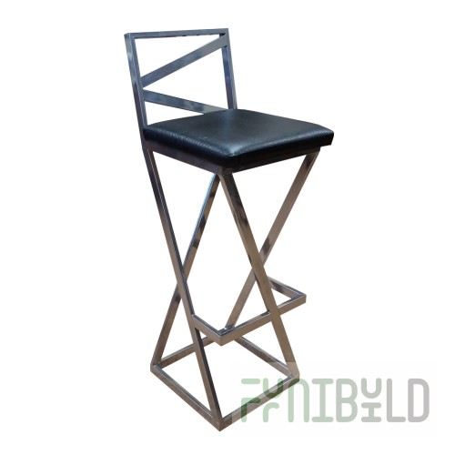 Bar stool Loft, chrome frame, black eco-leather