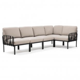 Plastic sofa with cushions Komodo 5 anthracite/ panama