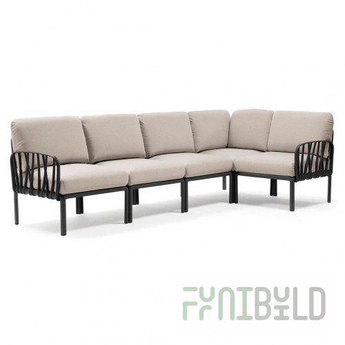 Plastic sofa with cushions Komodo 5 anthracite/ panama