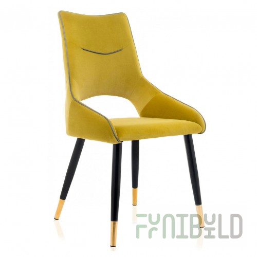 Chair on metal frame Ordal ocher/black