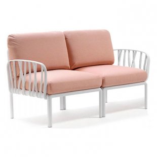 Plastic sofa with cushions Komodo 2, white/pink