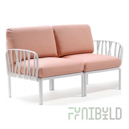 Plastic sofa with cushions Komodo 2, white/pink