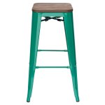 Tolix Wood Bar Stool Aquamarine