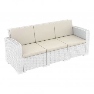 Sofa plastic wicker with cushions Monaco Lounge XL white