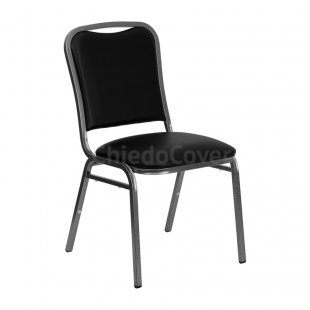 Boston chair 20mm - Light, antique silver, black leatherette
