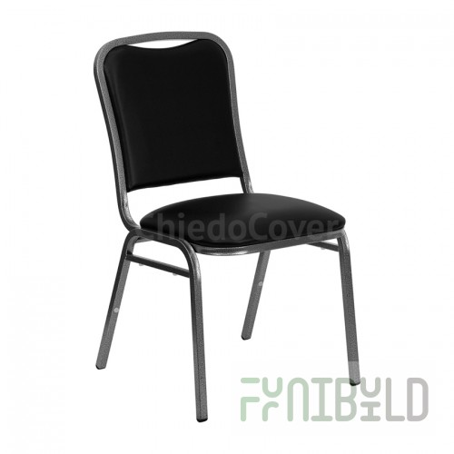 Boston chair 20mm - Light, antique silver, black leatherette