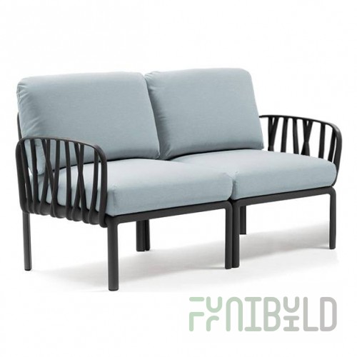 Plastic sofa with cushions Komodo 2, frame color anthracite, upholstery ice