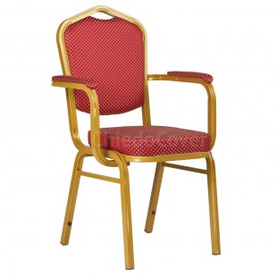 Chair Hit 25mm with rounded armrests, gold, red crown