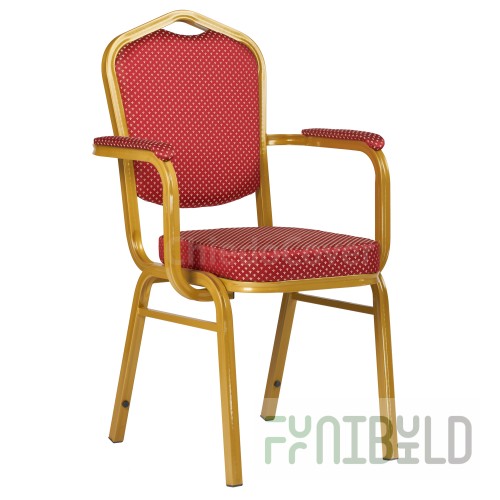 Chair Hit 25mm with rounded armrests, gold, red crown