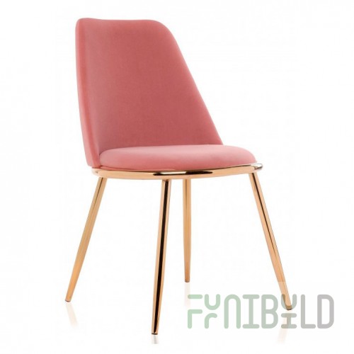 Chair on metal frame Alt coral/gold