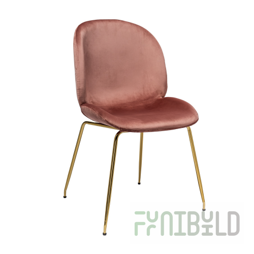 Turin chair, powder velvet, gold legs