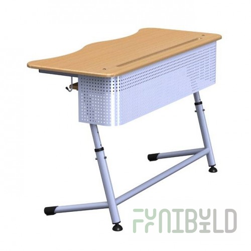 Desk with shelf and perforated screen K2