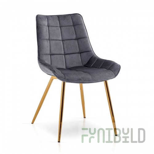 Kair chair, dark grey, gold legs
