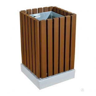 Square wooden urn on a concrete base, walnut