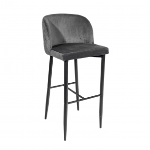 Bar stool Oscar, grey velvet