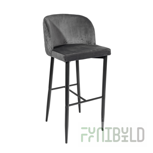 Bar stool Oscar, grey velvet