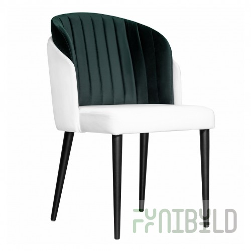 Half-chair Lily, white/dark green, black legs