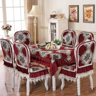 Table and chair set, jacquard, red