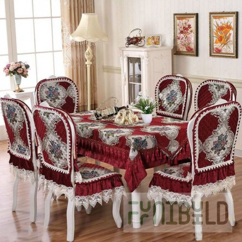 Table and chair set, jacquard, red