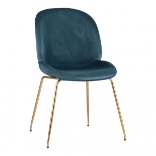 Turin chair, marengo velvet, gold legs