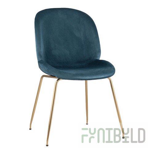 Turin chair, marengo velvet, gold legs