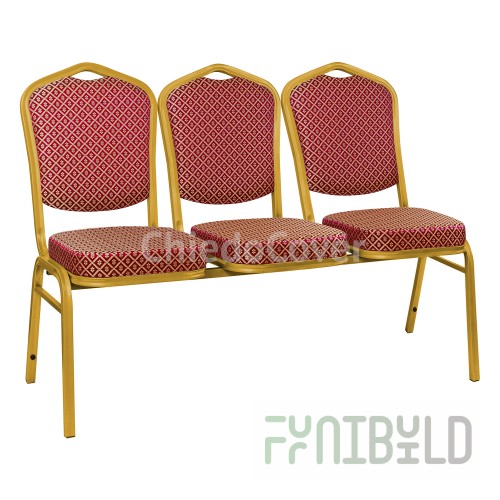 Section of 3 chairs Hit - gold, red rhombus