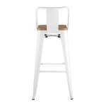 Tolix Wood bar stool with backrest white glossy