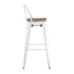 Tolix Wood bar stool with backrest white glossy