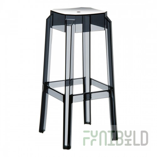 Transparent bar stool Fox 75 black