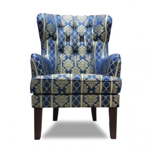 Alba armchair, blue, with pattern No. 2