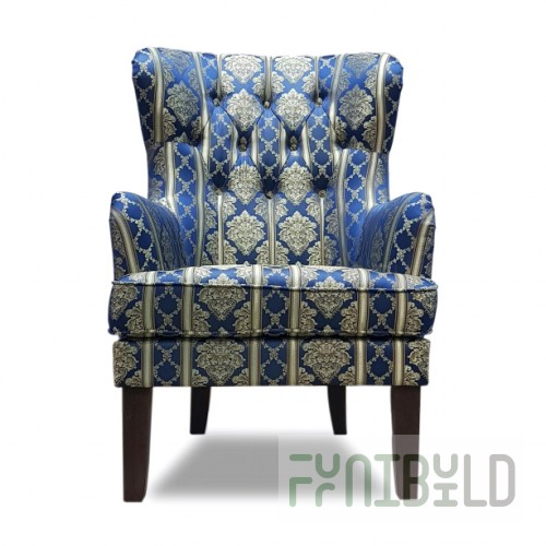 Alba armchair, blue, with pattern No. 2