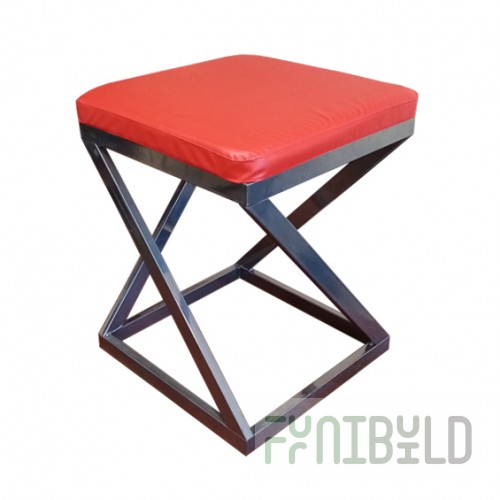 Stool Loft, chrome frame, red eco-leather