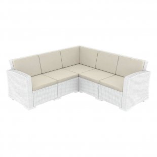 Sofa plastic wicker corner with cushions Monaco Lounge Corner white