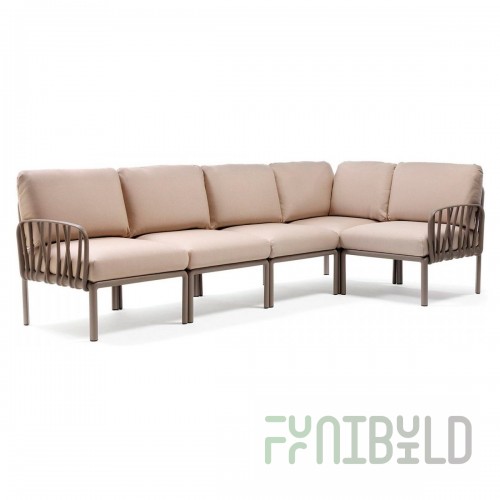 Plastic sofa with cushions Komodo 5 tortora/ beige