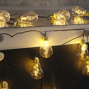 Retro garland Glow Party 10 transparent bulbs with extra warm white light