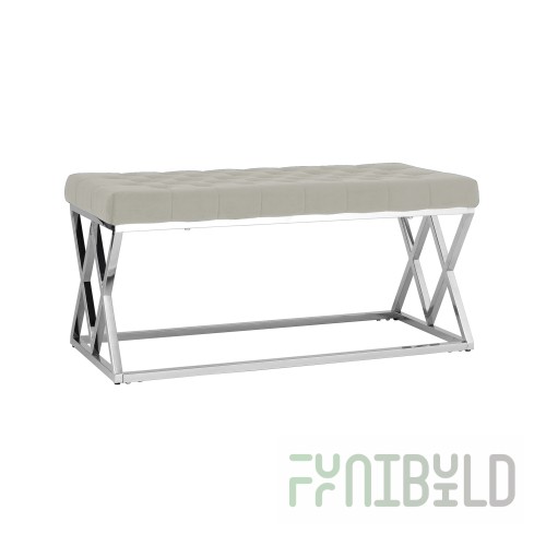 Bench Insignia, velveteen grey, silver