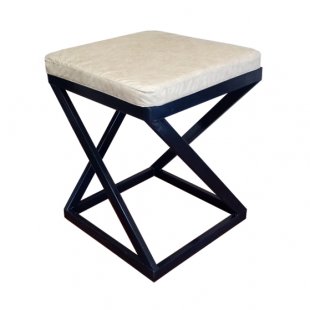 Stool Loft, black frame, beige eco-leather