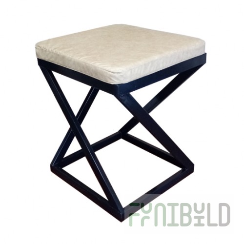 Stool Loft, black frame, beige eco-leather