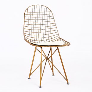 Dining chair Eiffel gold, with white cushion