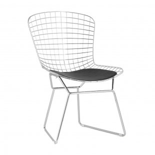 Bertoia dining chair chrome with black cushion