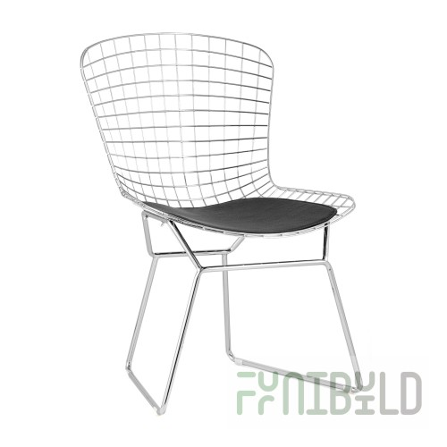 Bertoia dining chair chrome with black cushion