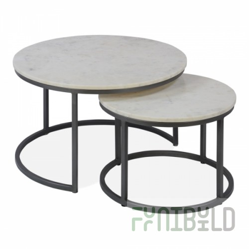 Madison Table x2, White Top, Black Frame