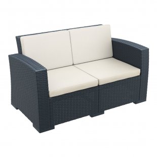 Sofa plastic wicker with cushions Monaco Lounge black