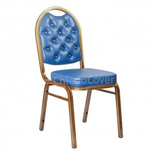 Chair Asia 25mm with carriage coupler, bronze, blue leatherette