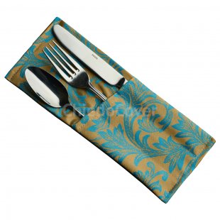 Couvert for 3 Mati devices, turquoise-gold monogram