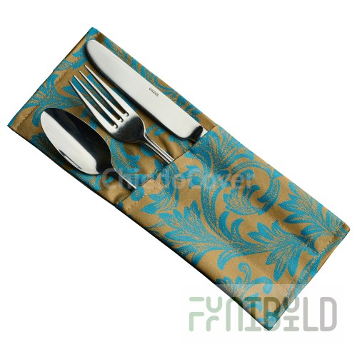 Couvert for 3 Mati devices, turquoise-gold monogram