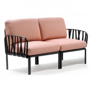 Plastic sofa with cushions Komodo 2, black/pink