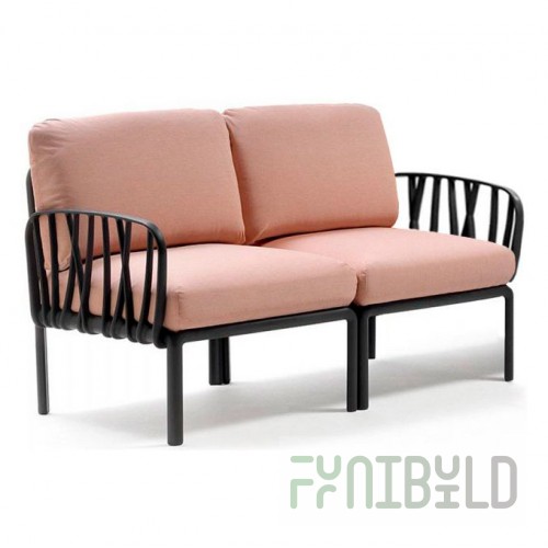 Plastic sofa with cushions Komodo 2, black/pink